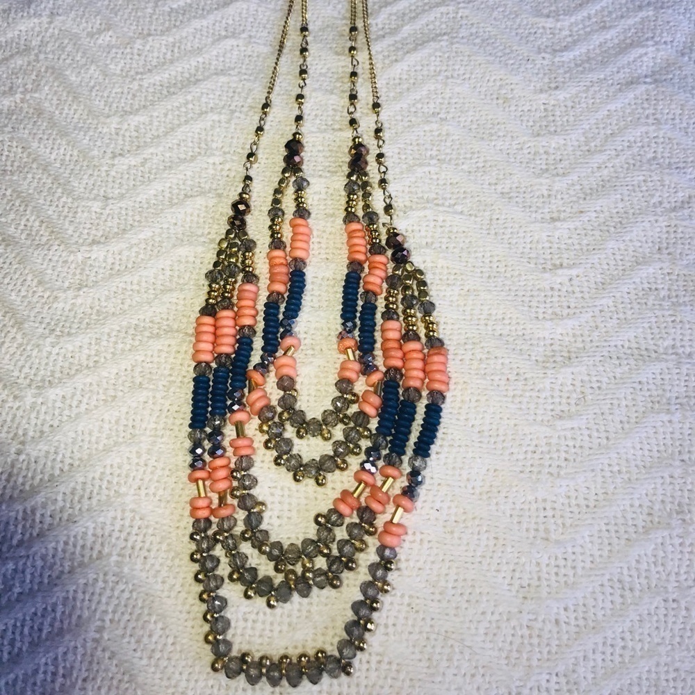 NWOT Gold and Beaded Multi Chain Necklace